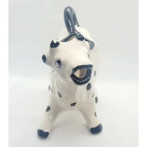 Vintage White With Black Spots Cow Creamer Hand Painted By Isabelle - Picture 2 of 6